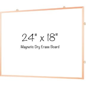 ARCOBIS White Board Dry Erase for Wall, 24" x 18" Magnetic Dry Erase Board with Champagne Gold Aluminum Frame, Hanging Whiteboard for to Do List, Home Office, Kitchen, School