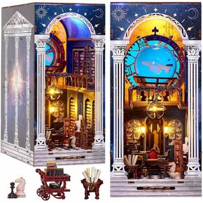 Book Nook Kit Magic Research Institute, DIY Miniature Booknook House Kit for Adults with LED Lights, 3D Wooden Puzzle Bookshelf Insert Decor, Magical Gift for Women Men Teens and Family