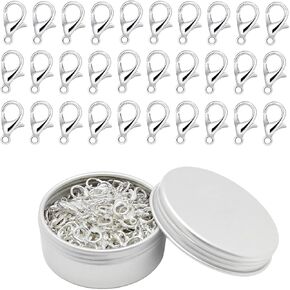 200 PCS Silver Lobster Claw Clasps ، Clasps alloy alloy alloy alloy with metal storage box clips clips bloys for diy keychains bracelets clants make المجوهرات (12 × 7 مم ، فضية)