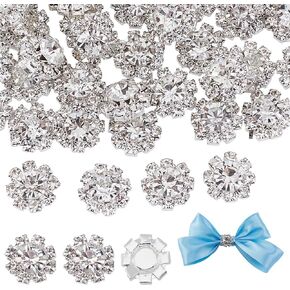 Nbeads 40 PCS أزرار الراين ، تزيين بلوري 12 مم مسطح زهرة الزهور باعة من سبائك أحجار الكابوشون لأكياس حفل الزفاف لصنع المجوهرات ، الذهب الفاتح