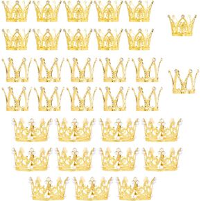 33pcs كعكة التاج العلوي الذهب الصغير ، تاج الكيك ، التيجان الصغيرة الزهرة الزهرة لحفل زفاف عيد ميلاد