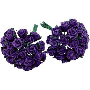 ChangThai Design Tiny ¼ Inch Diameter Cream Rosebud Paper Rose 50 Pieces Bunch of Flowers for Scrapbook Craft Mulberry Paper Mini Artificial Flower Card Wedding Dollhouse Décor