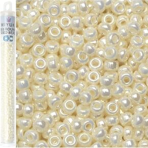 Miyuki Round Rocaille Seed Beads Size 8/0 22G Pearl Ceylon
