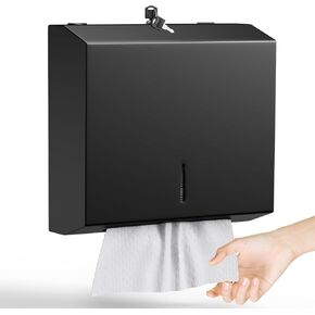 Paper Towel Dispenser Wall Mount, Multifold Trifold C Fold Commercial Stainless Steel Hand Towel Dispenser with Lock for Home Bathroom Restroom Toilet, Sliver