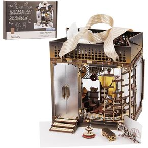 Book Nook Kit ، مجموعات BookNook للبالغين والمراهقين ، DIY 3D Wooden Puzzle Bookshelf Miniature Dollhous