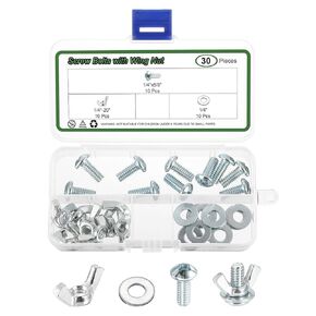 uxcell 25 Set Screw Bolts with Wing Nut, 1/4"-20 Carbon Steel Hand Tighten Wing Nuts 1/4"x5/8" Cross Head Screw with Washer for Machinery Electronic Equipment