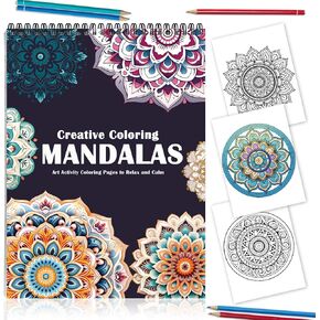 كتاب تلوين Ckmorel Mandala للبالغين المربوطة ، وضع مسطح ، 24 صفحة هدية من جانب واحد للبالغين لتخفيف القلق والاسترخاء كتاب تلوين ماندالا للنساء