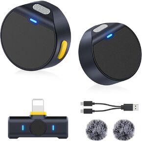 Wireless Lavalier Microphone for iPhone/Android, Mini Microphone with Noise Cancellation, Magnetic Backclip, 2 Pack USB-C Mini Mic for Content Creators, Vlogging, Youtubers, Influencers