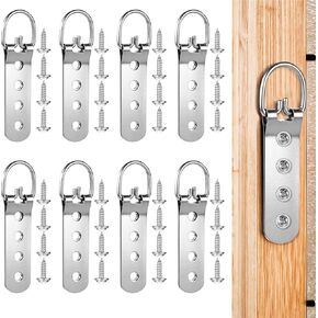 8Pcs D Ring Picture Hangers, Heavy Duty Picture Hangers with 32 Screws, Mirror Hanging Kit for The Wall Heavy Duty, 4 Hole D Ring Picture Hangers for Hanging Photo Frames(Silver, 3.1")