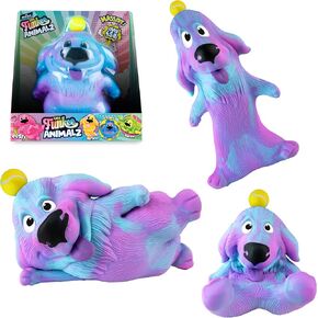 Orb funkee Animalz Dog Jumbo (الأزرق/الأرجواني) - كلب كبير 4.5 رطل مع الكرة - مضحك ، اسفنجي ، ضغط لتخفيف الإجهاد - ألعاب حيوانية شهيرة حسية حسية للأطفال والبالغين