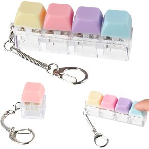 2 PCS Keyboard Fidget Toy, Keyboard Fidget Clicker with Keychain, Quiet Decompression Toys, for Adults to Relieve Stress and Pass Time(4 Colors)