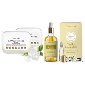 4 fl oz vanilla anseral Oil & 5 lb build base glycerin soap buck - 100 ٪ pure & organic - sls free & vegan - melt and pour soap base - diy soap kit