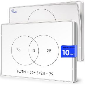 Scribbledo Venn Diagram Chart Math Practice 9 "X12" Small Bohet Board Sheets Dry Erase Mathouts Math Math Mathipulatials 1st 2nd 3rd 4th Grade Math Supplies Supplies Stealfer Classroom Pack 10 Sheets