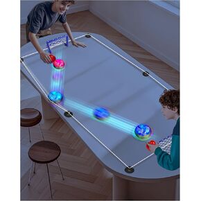 Air-Powered Hockey Game with Elastic Boundaries – Air Puck for Tabletop Play, 2 Mini Goals, Elastic Rope for Rebound Action, Perfect for Kids & Family