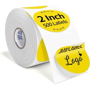 Thermal Label Circle Printable Colored Dot Stickers 2 Inch Round Thermal Printer Adhesive Sticky Paper for Kids Classroom Garage Sale Price Tags Custom Business Logo, 500Labels/Roll Pink