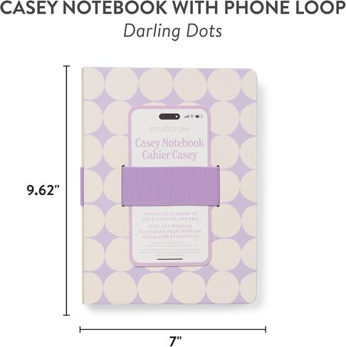 Studio Oh! Mothers Day Gifts Casey Notebook with Phone Holder - Stylish Design with Elastic Loops, 192 Lined Pages, 100 GSM, Coptic Binding - Ideal for Professionals, Students, Travelers - Darling Dots in Saudi Arabia