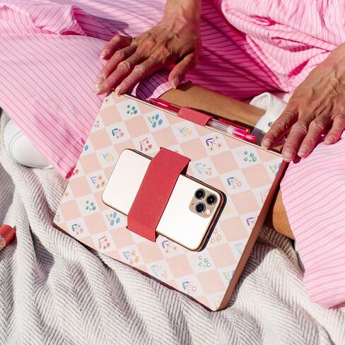 Studio Oh! Mothers Day Gifts Casey Notebook with Phone Holder - Stylish Design with Elastic Loops, 192 Lined Pages, 100 GSM, Coptic Binding - Ideal for Professionals, Students, Travelers - Darling Dots in Saudi Arabia