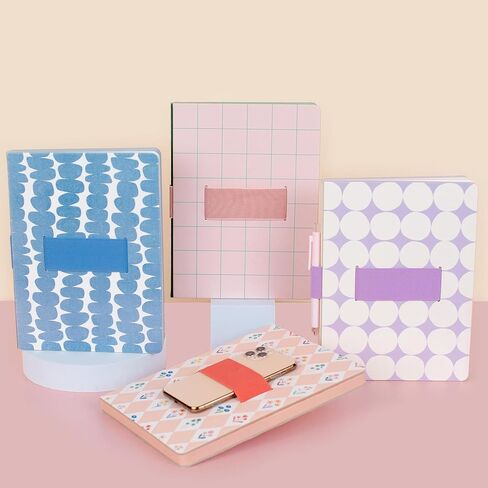 Studio Oh! Mothers Day Gifts Casey Notebook with Phone Holder - Stylish Design with Elastic Loops, 192 Lined Pages, 100 GSM, Coptic Binding - Ideal for Professionals, Students, Travelers - Darling Dots in Saudi Arabia