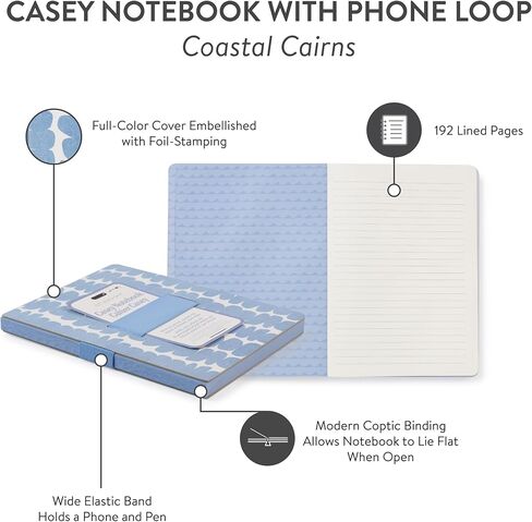 Studio Oh! Mothers Day Gifts Casey Notebook with Phone Holder - Stylish Design with Elastic Loops, 192 Lined Pages, 100 GSM, Coptic Binding - Ideal for Professionals, Students, Travelers - Darling Dots in Kuwait