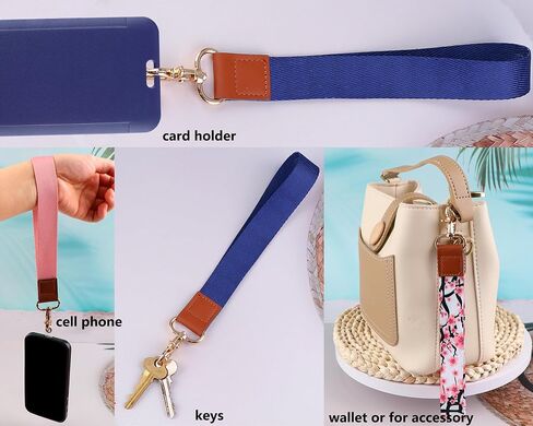 Cute Wrist Lanyard for Keys ID Badge, Wallet for Women Girls Pink Keychain Wristlet Boho Cell Phone Wrist Key Chain Strap with Keyring & Phone Pad(Cherry Blossom Flower) in Saudi Arabia
