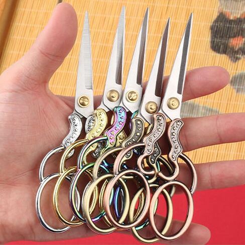 5" Vintage Scissors All Purpose, Stainless Steel Scissors for Scrapbook Albums, Small Sewing Scissors for Home Office Studio Craft Art Work Handicraft Cutting Paper DIY Tool Brassy in Kuwait
