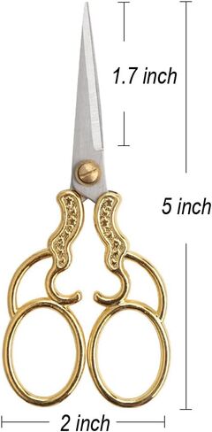 5" Vintage Scissors All Purpose, Stainless Steel Scissors for Scrapbook Albums, Small Sewing Scissors for Home Office Studio Craft Art Work Handicraft Cutting Paper DIY Tool Brassy in Kuwait