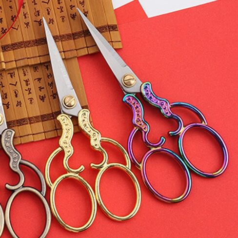 5" Vintage Scissors All Purpose, Stainless Steel Scissors for Scrapbook Albums, Small Sewing Scissors for Home Office Studio Craft Art Work Handicraft Cutting Paper DIY Tool Brassy in Kuwait