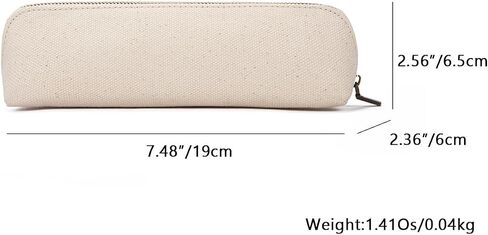Canvas Pencil Case Cotton Canvas and Simple Multifunctional Pencil Bag Zipper Portable Storage (Beige) in Saudi Arabia
