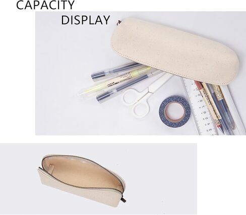 Canvas Pencil Case Cotton Canvas and Simple Multifunctional Pencil Bag Zipper Portable Storage (Beige) in Saudi Arabia