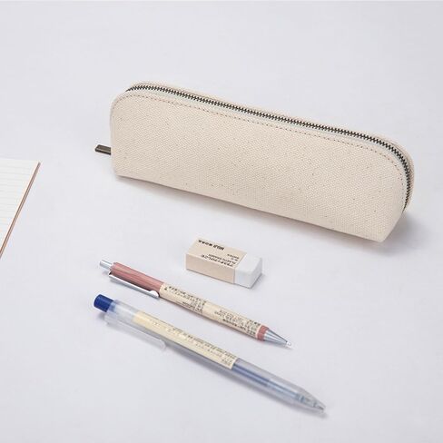 Canvas Pencil Case Cotton Canvas and Simple Multifunctional Pencil Bag Zipper Portable Storage (Beige) in Saudi Arabia
