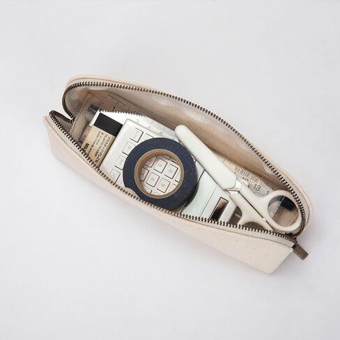 Canvas Pencil Case Cotton Canvas and Simple Multifunctional Pencil Bag Zipper Portable Storage (Beige) in Saudi Arabia