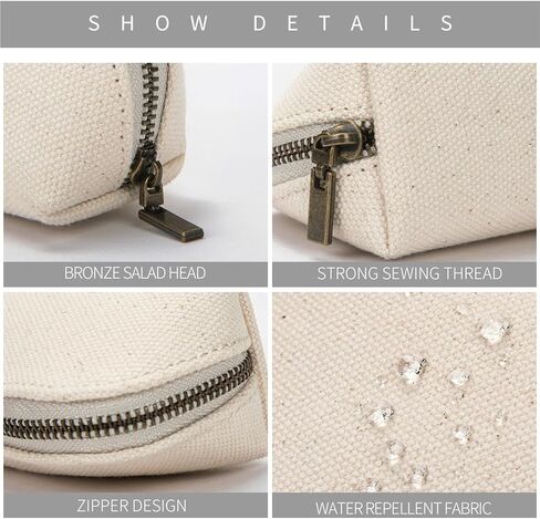 Canvas Pencil Case Cotton Canvas and Simple Multifunctional Pencil Bag Zipper Portable Storage (Beige) in Saudi Arabia