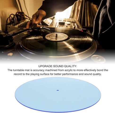 Turntable Platter Mat, 12 inch Transparent Acrylic Record Player Platter Slip Mats, Improves Sound Quality & Provides Tighter Bass - Low Noise Anti Static Platter Mat (Light Blue) in Kuwait