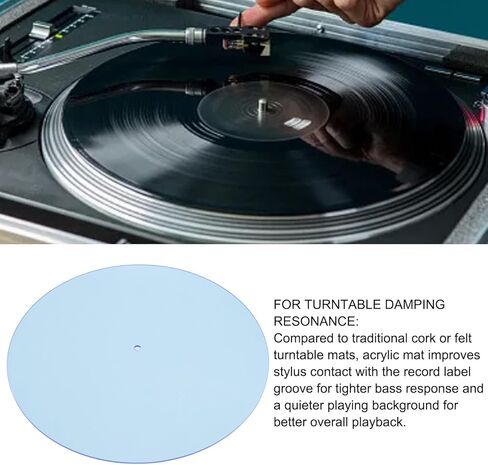 Turntable Platter Mat, 12 inch Transparent Acrylic Record Player Platter Slip Mats, Improves Sound Quality & Provides Tighter Bass - Low Noise Anti Static Platter Mat (Light Blue) in Kuwait