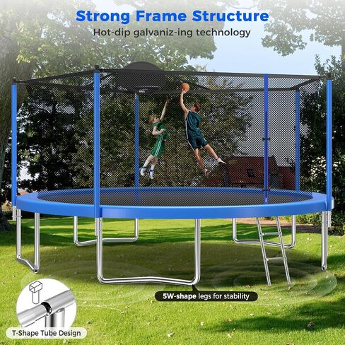 10FT 12FT 15FT 16FT Trampoline, Outdoor Trampolines with Safety Enclosure Net and Basketball Hoop, Recreational Trampoline for Kids and Adults in Saudi Arabia