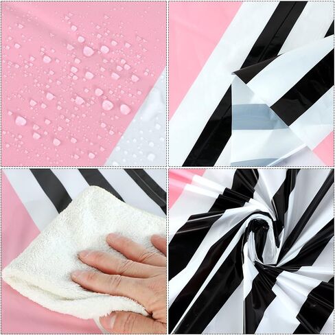 Oudain 3 pcs tablecloth tableoth 108 × 54 بوصة يمكن التخلص منها طاولة بلاستيكية يمكن القماش مقاوم للماء المائدة المائدة المائدة الغطاء المائدة المستطيل لعيد الميلاد لحفلات الزفاف لحفلات الزفاف (أسود أبيض وردي) in Kuwait