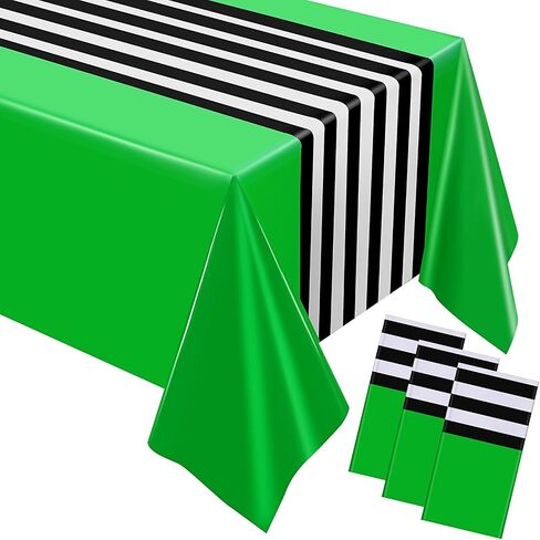 Oudain 3 pcs tablecloth tableoth 108 × 54 بوصة يمكن التخلص منها طاولة بلاستيكية يمكن القماش مقاوم للماء المائدة المائدة المائدة الغطاء المائدة المستطيل لعيد الميلاد لحفلات الزفاف لحفلات الزفاف (أسود أبيض وردي) in Kuwait