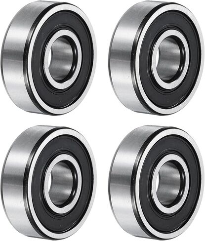 uxcell 6205-2RS Deep Groove Ball Bearings, 2pcs 25mm I.D x 52mm O.D x 15mm Thick C3 Double Rubber Sealed Chrome Steel (ABEC5, Black) in Kuwait