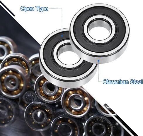 uxcell 6205-2RS Deep Groove Ball Bearings, 2pcs 25mm I.D x 52mm O.D x 15mm Thick C3 Double Rubber Sealed Chrome Steel (ABEC5, Black) in Kuwait