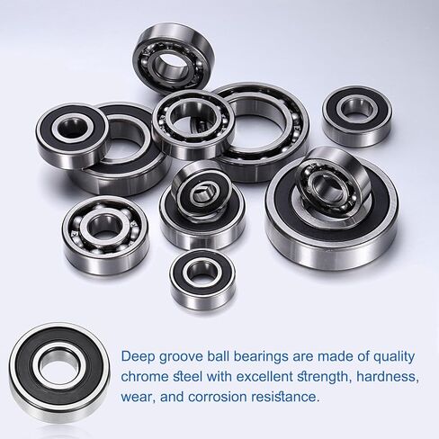 uxcell 6205-2RS Deep Groove Ball Bearings, 2pcs 25mm I.D x 52mm O.D x 15mm Thick C3 Double Rubber Sealed Chrome Steel (ABEC5, Black) in Kuwait