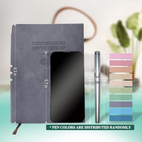 A5 Softcover Leather Lined Journal Notebook with Pen - 256 Pages of 100G Thick Paper, Includes Index Tab Stickers - Ideal for Writing, Travel, Work, and School (5.8" x 8.3", Grey) in Saudi Arabia