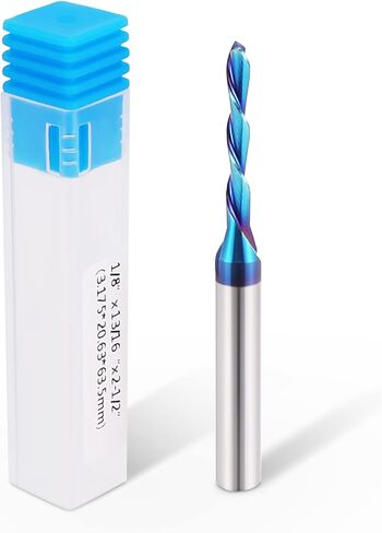 HQMaster Extra Long Spiral Router Bit 1/4 inch Shank Solid Carbide CNC Router Bit with Nano Blue Coating End Mill for Wood Cut, Carving (1/4" x 1/8" x 1" x 3" Up Cut) in Kuwait