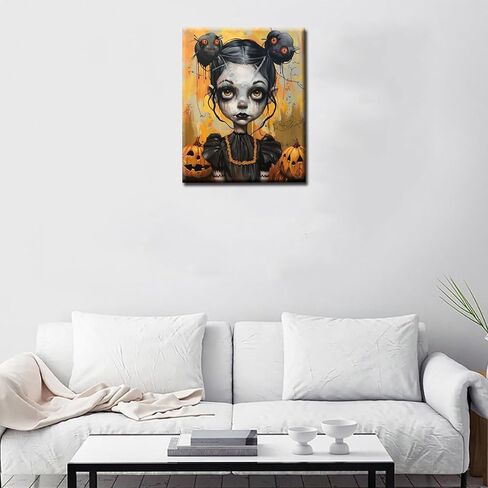 Tucocoo Halloween Pumpkin Strange Girl Paint by Number Cute Weird Girl Portrait DIY Painting on Canvas with Brushes Acrylic Paints Paint by Numbers for Adults and Beginner 16x20 Inch（Without Frame） in Saudi Arabia