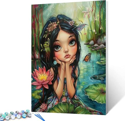 Tucocoo Halloween Pumpkin Strange Girl Paint by Number Cute Weird Girl Portrait DIY Painting on Canvas with Brushes Acrylic Paints Paint by Numbers for Adults and Beginner 16x20 Inch（Without Frame） in Saudi Arabia