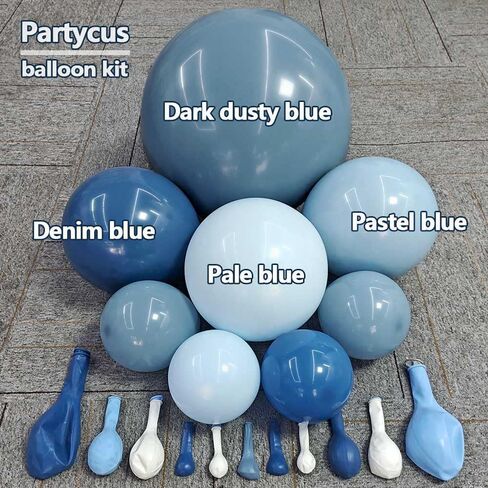 Dusty Blue Balloon Arch Kit - Double Stuffed Dark Light Baby Blue Pastel Latex Balloon Garland for Baby Shower Birthday Wedding Graduation Party Decoration in Kuwait