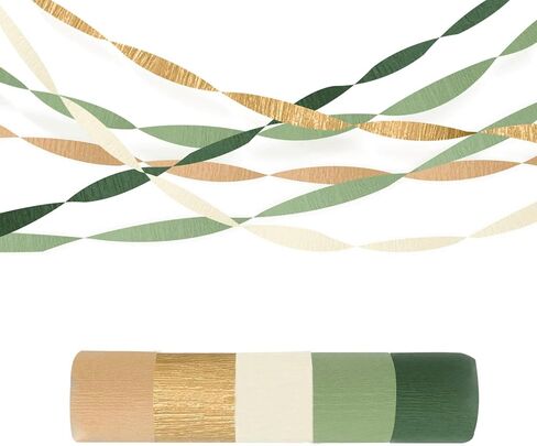 SSUMIHUA Sage Green & Gold Wedding Party Decorations(5 Rolls) Crepe Paper Streamers for Birthday, Wedding, Baby Bridal Shower Decorations in Saudi Arabia