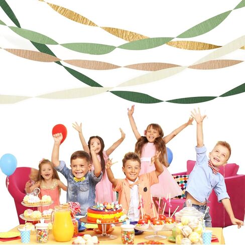 SSUMIHUA Sage Green & Gold Wedding Party Decorations(5 Rolls) Crepe Paper Streamers for Birthday, Wedding, Baby Bridal Shower Decorations in Saudi Arabia