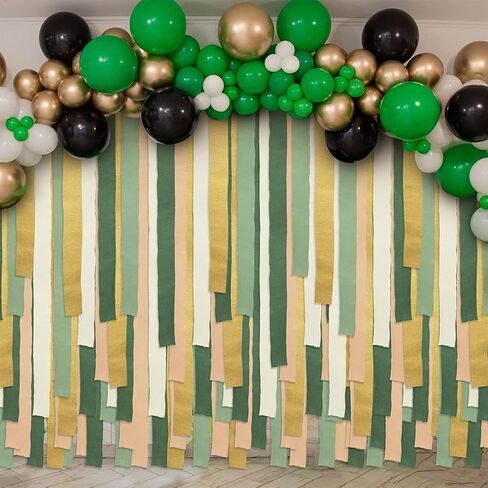 SSUMIHUA Sage Green & Gold Wedding Party Decorations(5 Rolls) Crepe Paper Streamers for Birthday, Wedding, Baby Bridal Shower Decorations in Saudi Arabia