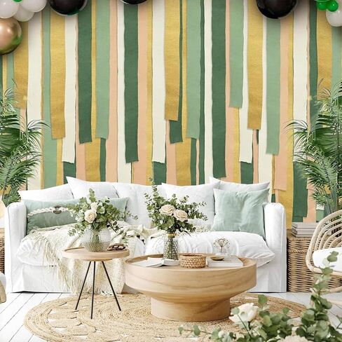 SSUMIHUA Sage Green & Gold Wedding Party Decorations(5 Rolls) Crepe Paper Streamers for Birthday, Wedding, Baby Bridal Shower Decorations in Saudi Arabia