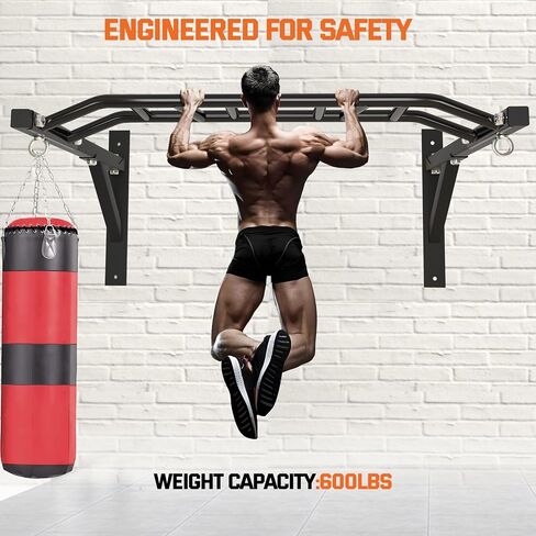 Pull Up Bar Wall Mounted,Heavy Duty Multi Grip Chin Up Bar for Strength Training, 600 lbs Capacity, Durable Steel Construction, Perfect for Home and Garage Workouts in Kuwait